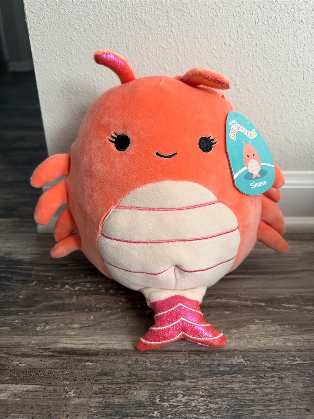 Squishmallows Simone Coral Orange Plush Shrimp